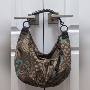 Gap canvas shoulder bag, faux leather strap.